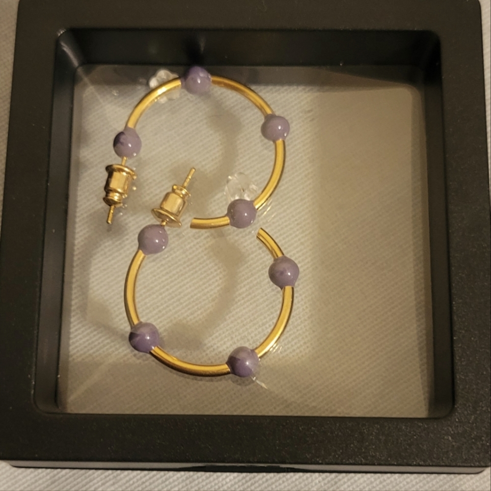 Purple & Gold hoop‎ earrings willow moon